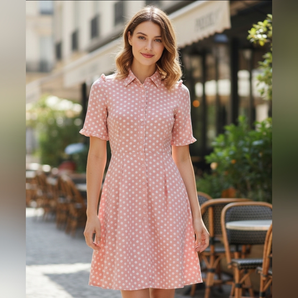 Vintage Monteau Blush Polka Dot Mini Dress